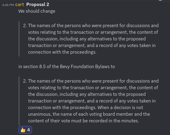 Recording who voted for which motions in the minutes