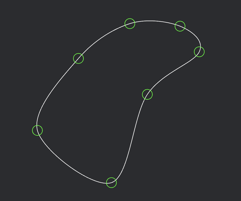 A closed loop constructed using a cubic cardinal spline